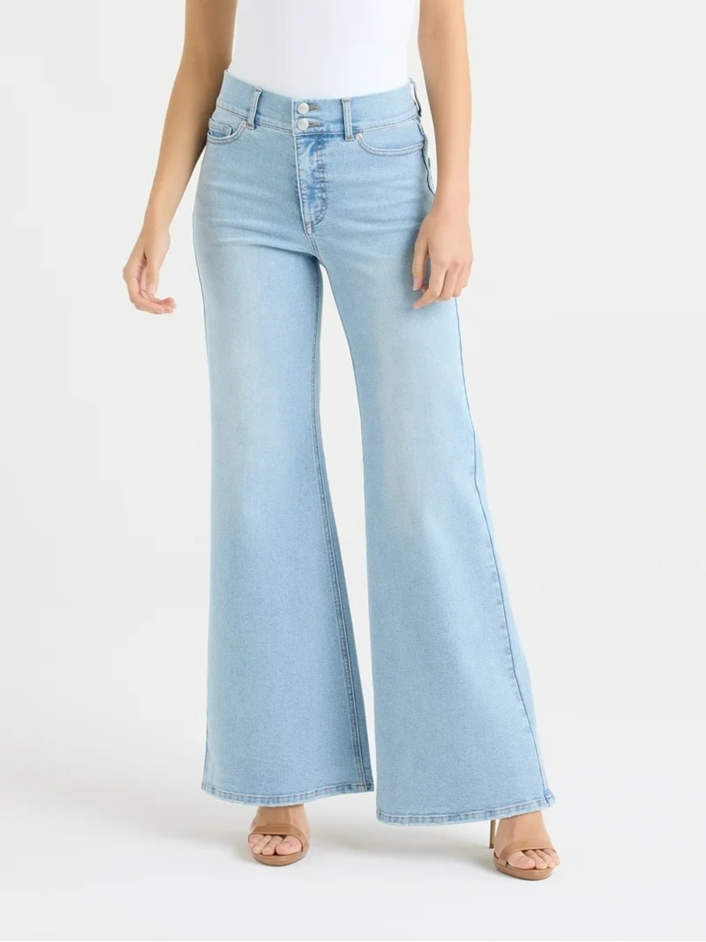 Sofia Vergara Women's Margot Wide Leg High Rise Jeans Light Wash with Stretch